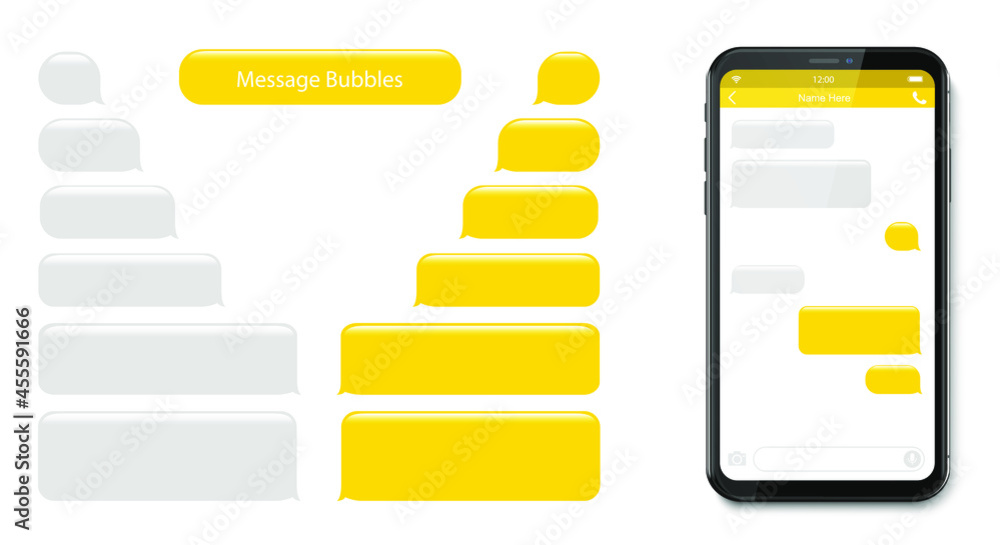 Poster smartphone chatting sms template bubbles. sms chat composer. place your own text to the message. pho