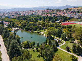 Naklejka premium Aerial view of town of Sandanski, Bulgaria