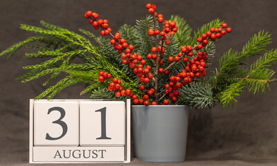 Memory and important date August 31, desk calendar - summer season.