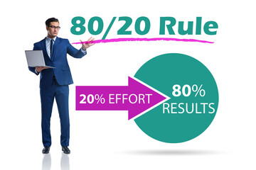 Businessman in pareto rule illustration