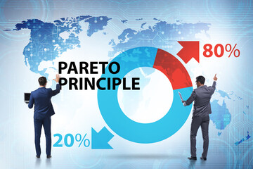 Businessman in pareto rule illustration