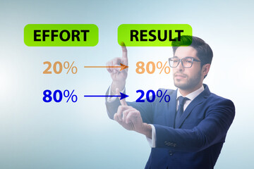 Businessman in pareto rule illustration