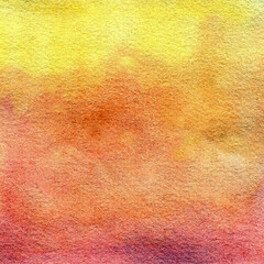 Orange - Yellow watercolor texture. Hand-drawn watercolor background 