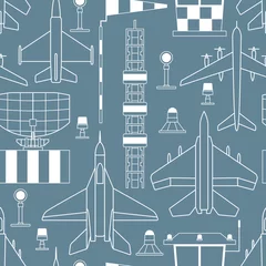 Keuken foto achterwand Militair patroon naadloos patroon met militaire vliegtuigen op grijze achtergrond