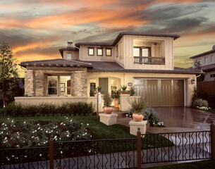Residential New Home exterior of house construction