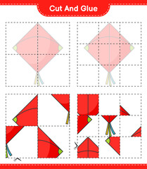 Cut and glue, cut parts of Kite and glue them. Educational children game, printable worksheet, vector illustration
