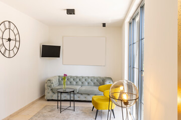 Luxury living room interior with mockup copy space for painting