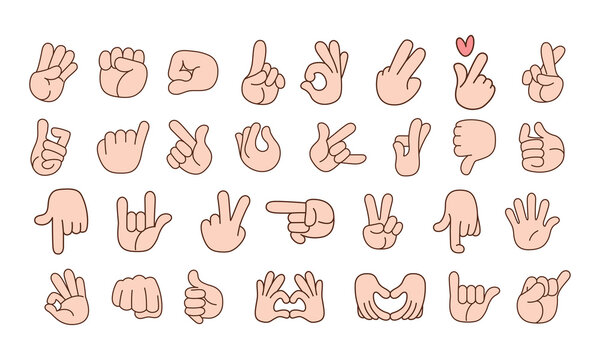 Set of hands doing sign language Vector illustration