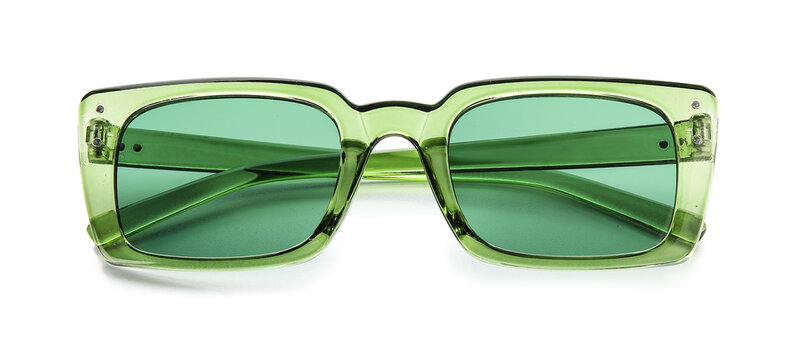 Stylish sunglasses on white background