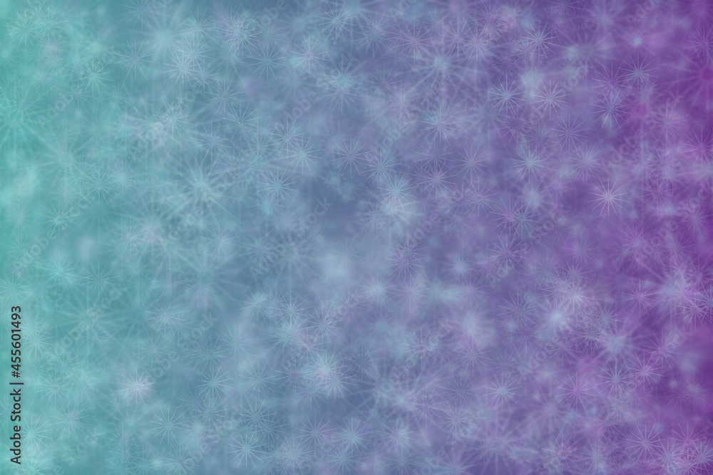 Wall mural purple and green abstract defocused background, star shape bokeh pattern