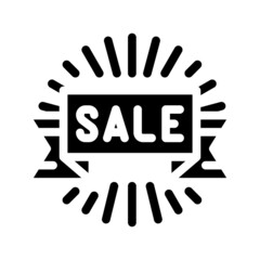 ribbon sale glyph icon vector. ribbon sale sign. isolated contour symbol black illustration