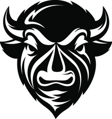 Buffalo or Bison head silhouette. Vector logo template.