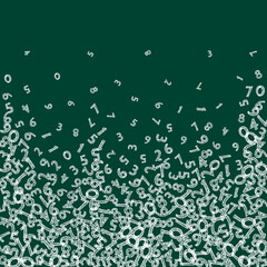 Falling sketch chalk numbers. Math study concept with flying digits. Attractive back to school mathematics banner on blackboard background. Falling numbers vector illustration.