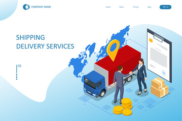 Isometric Logistics and Delivery concept. Delivery home and office. City logistics.