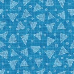 Seamless bright blue blueprint pattern for textile and print. High quality illustration. Technical engineering blue-print draft design. Graphic motif for background, wallpaper, or surface design print