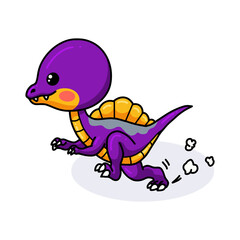 Cute purple little dinosaur cartoon running