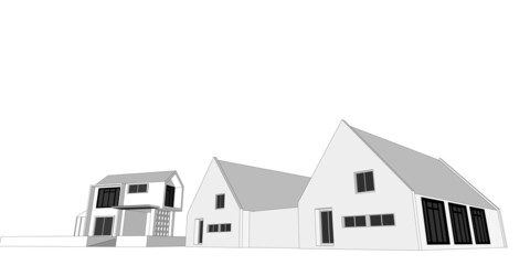 Building sketch architectural 3d illustration, Architecture building perspective lines