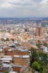 Fototapeta premium Bogota, Colombia, September 4, 2021, the Egipto district. View of the Egipto district and its church