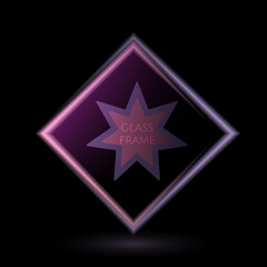 Obraz premium Vector glass glossy luxury frame on dark background, abstract illustration
