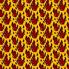 seamless pattern of red fire background
