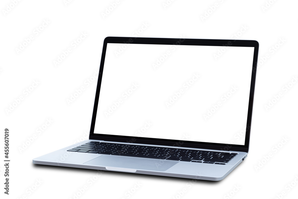 Canvas Prints laptop computer with blank screen isolated on white background.