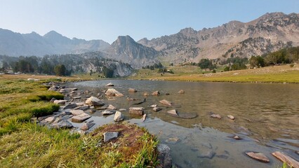 beehive basin lake in the mountains of montana 