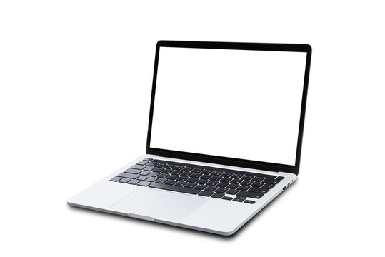 Laptop computer or notebook with blank screen isolated on white background.