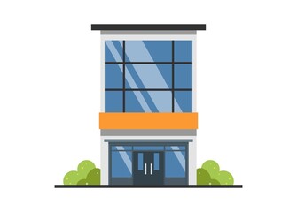 Tall shop building. Simple flat illustration.
