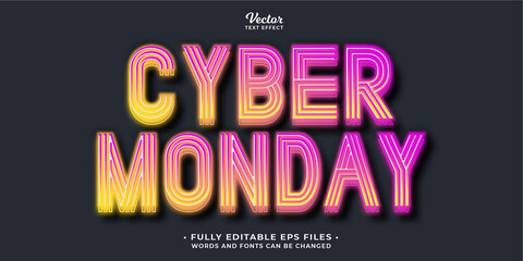cyber monday sale text effect fully editable vector image	