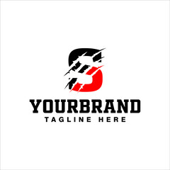 Black red letter S logo design with vector illustration