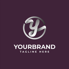 Obraz premium Y letter design. Silver Logo Design with Circle. Modern and Unique Logo Design
