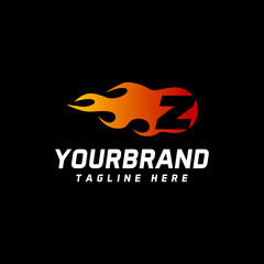 Fire Letter Z logo template. Burning flame design element vector illustration. Corporate branding identity