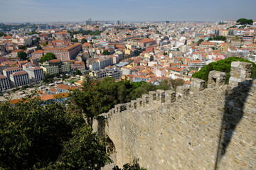 Fototapeta na wymiar Portugal Lisbon - Profile of Castle of Sao Jorge view to historical centre