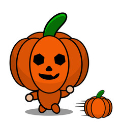 cute halloween mascot pumpkin cartoon character vector illustration pumpkin football
