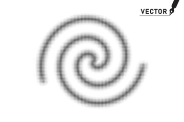 Halftone spiral, whirlpool. Vector small dots, circles rotation. abstract. Pattern.
