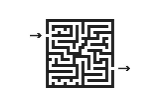 Maze. labyrinth is monochrome. Children's game, logic. Vector illustration, template, isolated background.