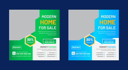Real Estate Modern Home For Sale Social Media Post Or Square Web Banner Template Design