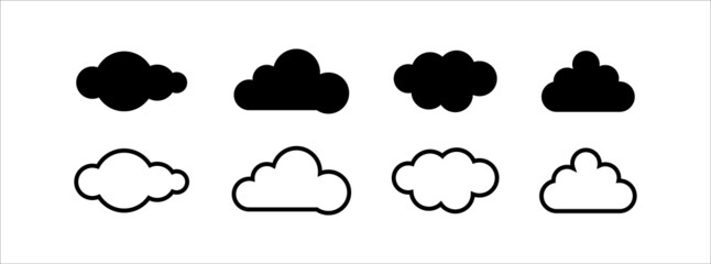 Cloud icon set. Clouds vector icons set. Weather forecast sign illustration template - obrazy, fototapety, plakaty