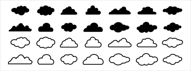 Cloud icon set. Clouds vector icons set. Weather forecast sign illustration template