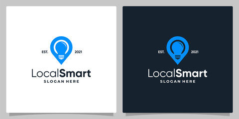 Map pin location symbol with lamp bulb and business card design.