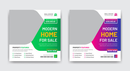 Real Estate Modern Home Sale Social Media Post Or Square Flyer Template Design