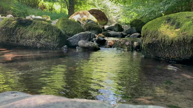 Footage- Clear flowing water,  river stream. Seamless loop full HD 1920 x 1080 footage
