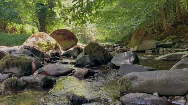 Footage- Clear flowing water,  river stream. Seamless loop full HD 1920 x 1080 footage