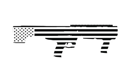 Smith and Wesson MP 12 Gauge Shotgun Silhouette American Flag - obrazy, fototapety, plakaty