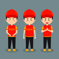 Pizza Delivery Character with Various Expression