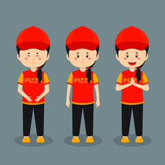 Pizza Delivery Character with Various Expression