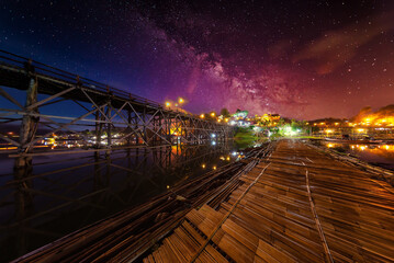 Scenery of milkyway at the middle of the night over . ( Visible noise due to high ISO, soft focus, shallow DOF, slight motion blur due to long exposure shot)