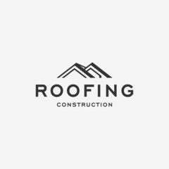 flat ROOFING roof real estate building logo design