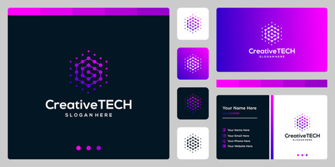 Inspiration logo initial letter G abstract with tech style and gradient color. Business card template