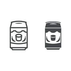 Dessert in the jar line and solid icon, asian food concept, purin custard pudding vector sign on white background, outline style icon for mobile concept and web design. Vector graphics.